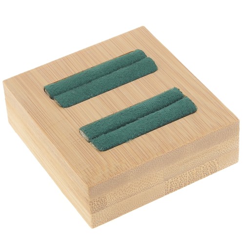 60x65mm Jewelry holder - mini tray for 2 rings - Bamboo - Suede Green x1