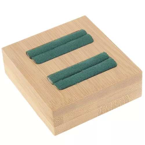 60x65mm Jewelry holder - mini tray for 2 rings - Bamboo - Suede Green x1