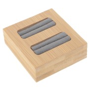 60x65mm Jewelry holder - mini tray for 2 rings - Bamboo - Suede Grey x1|raw }}