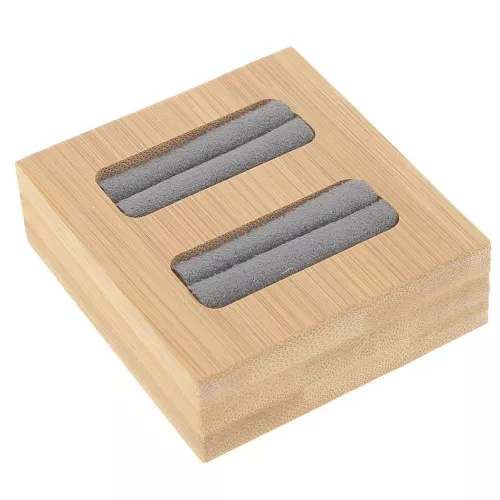 60x65mm Jewelry holder - mini tray for 2 rings - Bamboo - Suede Grey x1