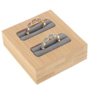 60x65mm Jewelry holder - mini tray for 2 rings - Bamboo - Suede Grey x1