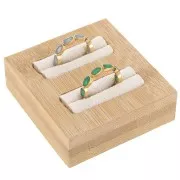 60x65mm Jewelry holder - mini tray for 2 rings - Bamboo - Suede Beige x1