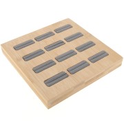 16x16cm Jewelry holder - tray for 12 rings - Bamboo - Suede Grey x1|raw }}