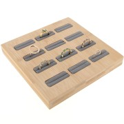 16x16cm Jewelry holder - tray for 12 rings - Bamboo - Suede Grey x1