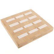 16x16cm Jewelry holder - tray for 12 rings - Bamboo - Suede Beige x1