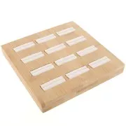 16x16cm Jewelry holder - tray for 12 rings - Bamboo - Suede Beige x1
