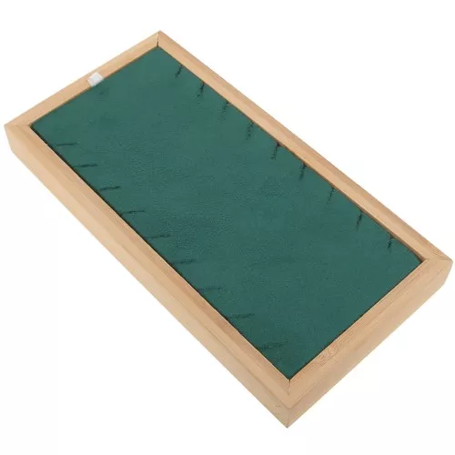 22x11cm Necklace holder - tray 9 necklaces Bamboo - Suede Green x1