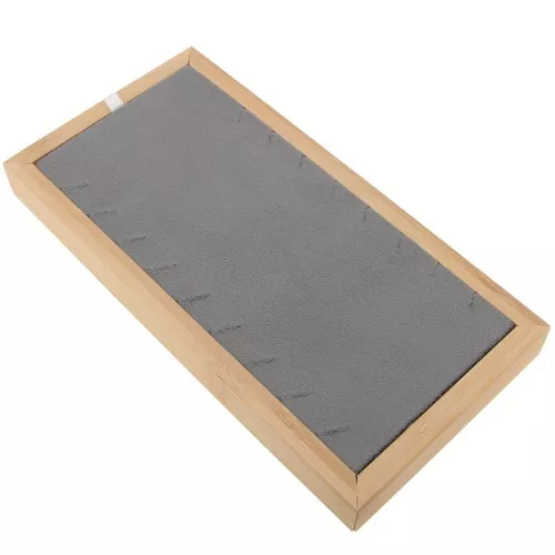 22x11cm Necklace holder - tray 9 necklaces Bamboo - Suede Grey x1