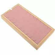 22x11cm Necklace holder - tray 9 necklaces Bamboo - Suede Pink x1