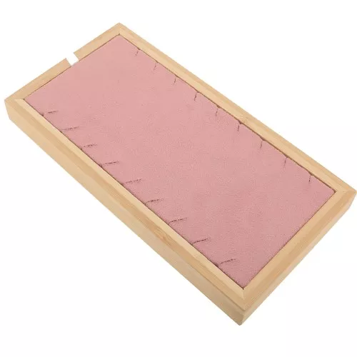 22x11cm Necklace holder - tray 9 necklaces Bamboo - Suede Pink x1