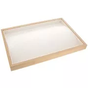 35x24cm Jewelry holder - tray for 20 necklaces Bamboo - Suede Beige x1