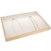 35x24cm Jewelry holder - tray for 20 necklaces Bamboo - Suede Beige x1