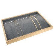 35x24cm Jewelry holder - tray for 20 necklaces Bamboo - Suede Grey x1