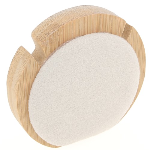 9cm Necklace jewelry holder - round - Bamboo - Suede White x1