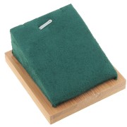 7.5x6cm Jewelry necklace holder - inclined rectangle - Bamboo - Suede Green x1