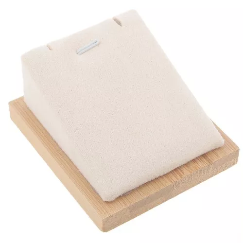 7.5x6cm Jewelry necklace holder - inclined rectangle - Bamboo - Suede Beige x1