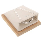 7.5x6cm Jewelry necklace holder - inclined rectangle - Bamboo - Suede Beige x1