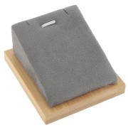 7.5x6cm Jewelry necklace holder - inclined rectangle - Bamboo - Suede Grey x1