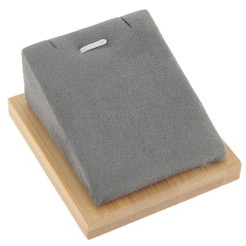 7.5x6cm Jewelry necklace holder - inclined rectangle - Bamboo - Suede Grey x1