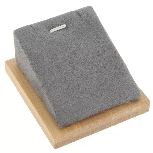7.5x6cm Jewelry necklace holder - inclined rectangle - Bamboo - Suede Grey x1