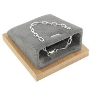 7.5x6cm Jewelry necklace holder - inclined rectangle - Bamboo - Suede Grey x1