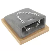 7.5x6cm Jewelry necklace holder - inclined rectangle - Bamboo - Suede Grey x1