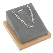 7.5x6cm Jewelry necklace holder - inclined rectangle - Bamboo - Suede Grey x1