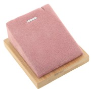 7.5x6cm Jewelry necklace holder - inclined rectangle - Bamboo - Suede Pink x1|raw }}