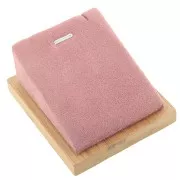 7.5x6cm Jewelry necklace holder - inclined rectangle - Bamboo - Suede Pink x1