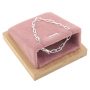 7.5x6cm Jewelry necklace holder - inclined rectangle - Bamboo - Suede Pink x1