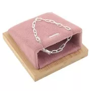 7.5x6cm Jewelry necklace holder - inclined rectangle - Bamboo - Suede Pink x1