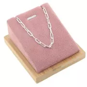 7.5x6cm Jewelry necklace holder - inclined rectangle - Bamboo - Suede Pink x1