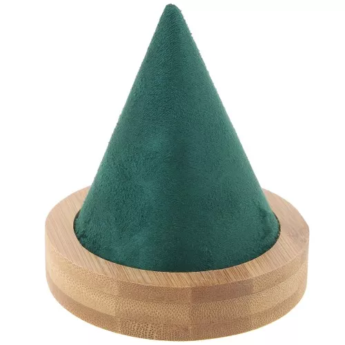 11x9.5cm Cone shaped bracelet holder - Bamboo - Suede Green x1