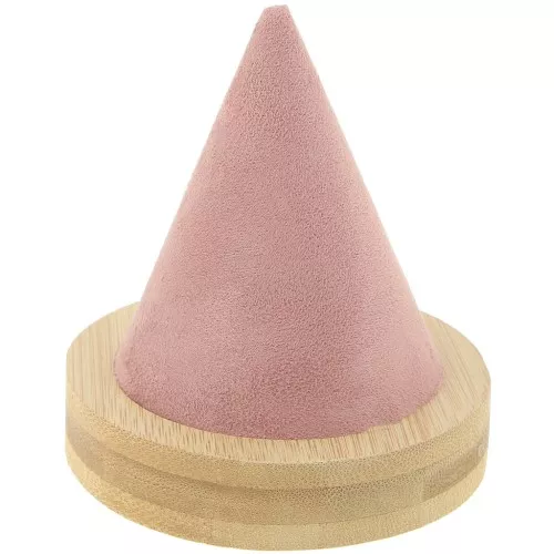 11x9.5cm Cone shaped bracelet holder - Bamboo - Suede Pink x1