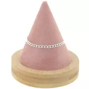 11x9.5cm Cone shaped bracelet holder - Bamboo - Suede Pink x1