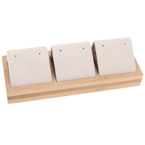16x6cm Triple earring holder - Bamboo - Suede Beige x1