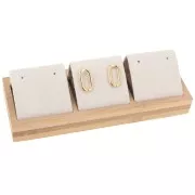 16x6cm Triple earring holder - Bamboo - Suede Beige x1