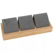16x6cm Triple earring holder - Bamboo - Suede Grey x1