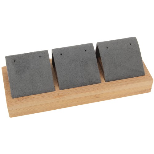 16x6cm Triple earring holder - Bamboo - Suede Grey x1