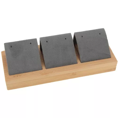 16x6cm Triple earring holder - Bamboo - Suede Grey x1