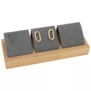 16x6cm Triple earring holder - Bamboo - Suede Grey x1