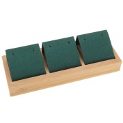 16x6cm Triple earring holder - Bamboo - Suede Green x1|raw }}