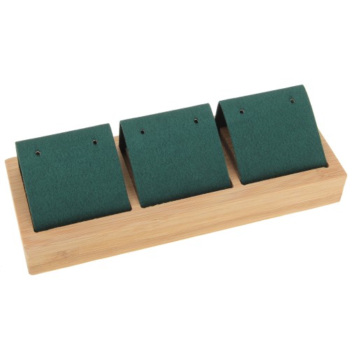 16x6cm Triple earring holder - Bamboo - Suede Green x1
