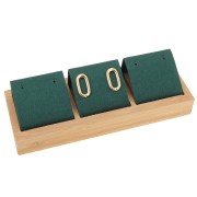 16x6cm Triple earring holder - Bamboo - Suede Green x1