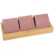 16x6cm Triple earring holder - Bamboo - Suede Pink x1