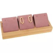 16x6cm Triple earring holder - Bamboo - Suede Pink x1