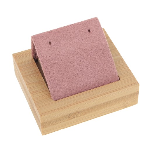 7x5.5cm Single earring holder - Bamboo - Suede Pink x1