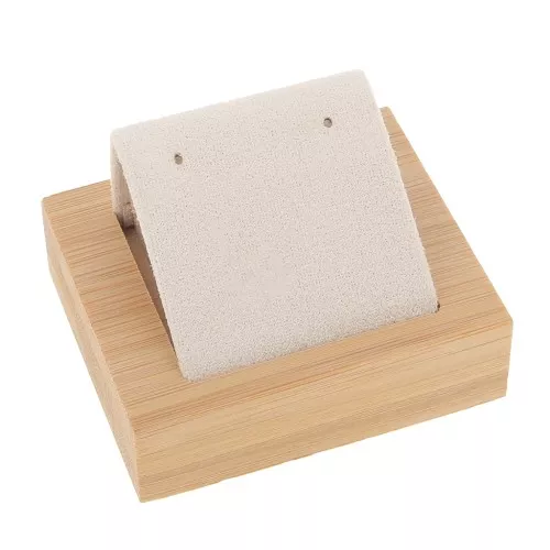 7x5.5cm Single earring holder - Bamboo - Suede Beige x1