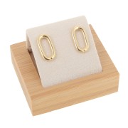 7x5.5cm Single earring holder - Bamboo - Suede Beige x1