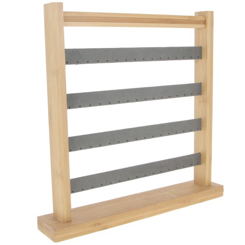 33x30cm Jewelry box - Earrings display - Bamboo - Suede Grey x1